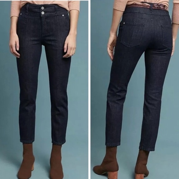 Anthropologie Pilcro and the Letterpress High Rise Straight Dark Wash Jeans - Picture 5 of 17
